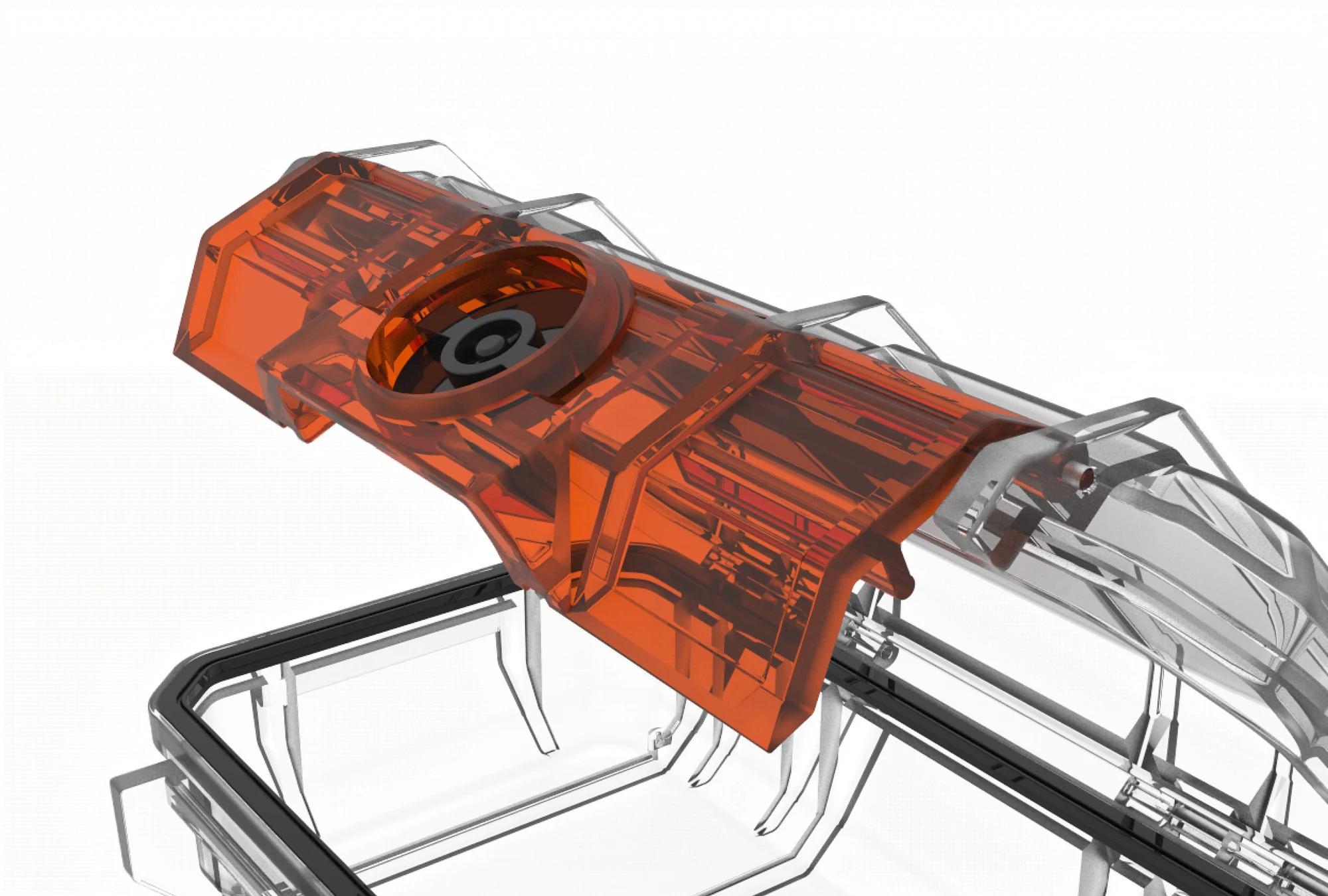 Exploded CAD study of the pressure-equalisation valve assembly