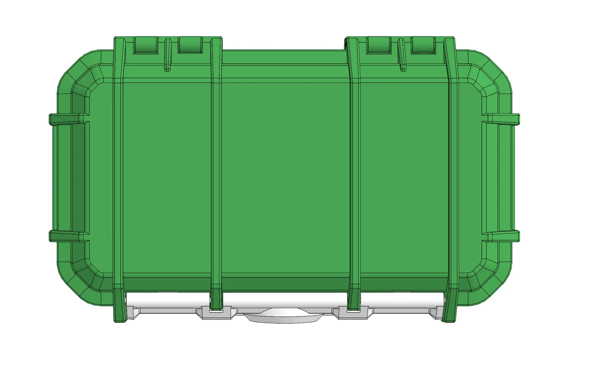 Solid CAD render — top-down, rib detail