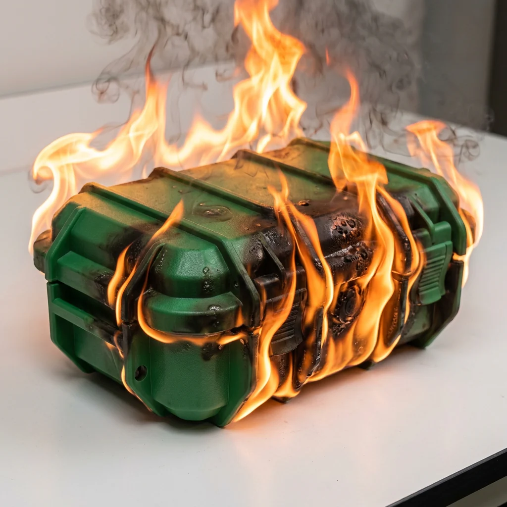 Veron case fully engulfed during fire endurance testing